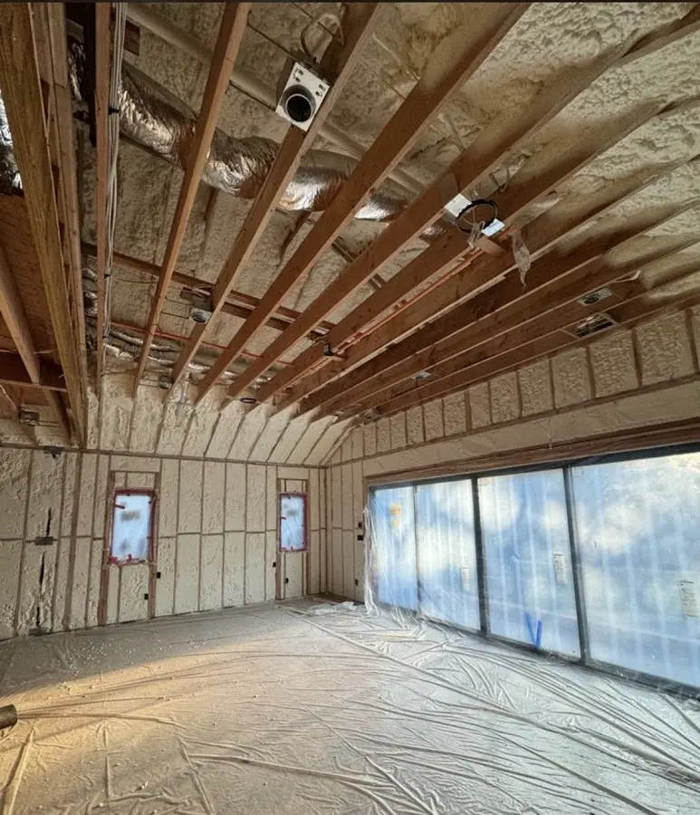 Interior walls and ceiling insulated with spray foam during new construction in Federal Heights